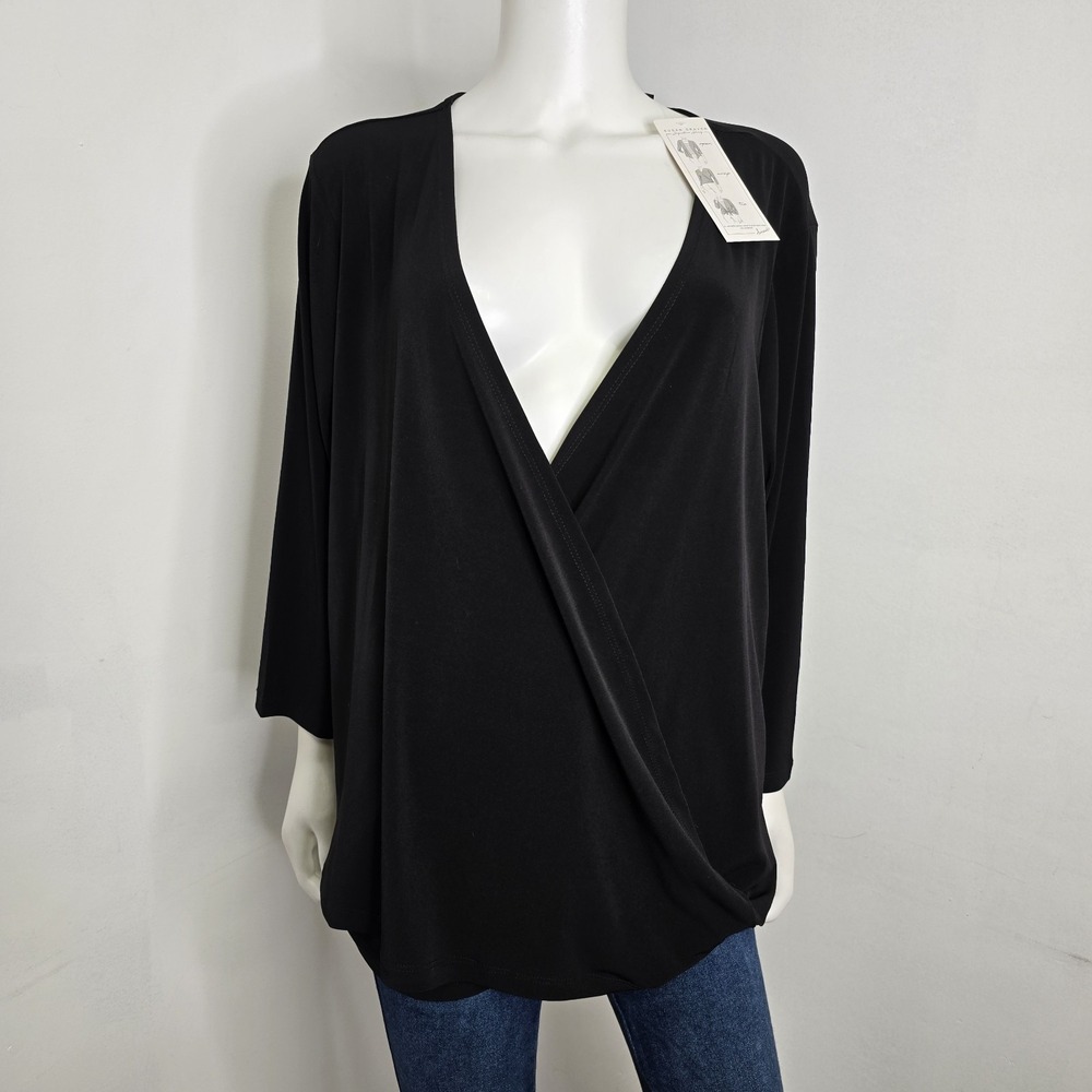 Susan Graver Every Day Convertible Top Cardigan Open Wrap Tie Black Size 2X NWT